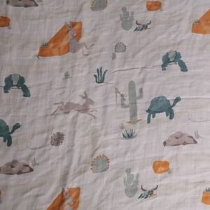Saranoni Bamboo Cotton Muslin Swaddle Blanket Desert Oasis Cactus Tortoise 46x43